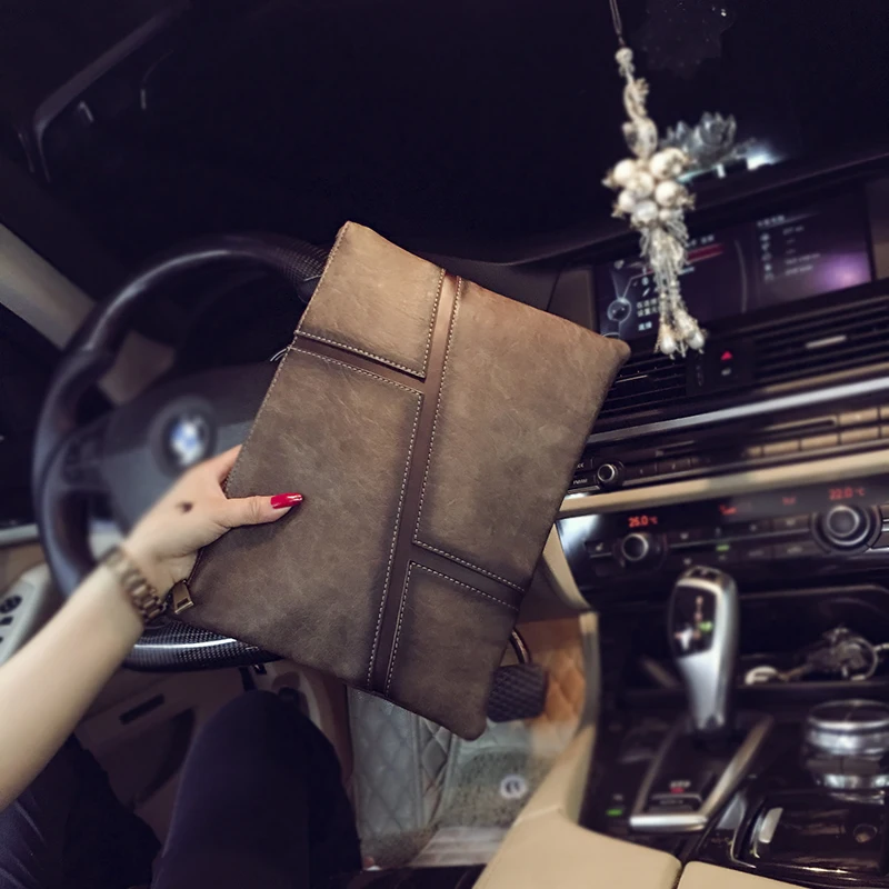 

KISUMATER 2018 New Men Business Casual bag Soft PU Black /Brown Men's Shoulder Bag Men Envelope Clutches Bag Free Shipping