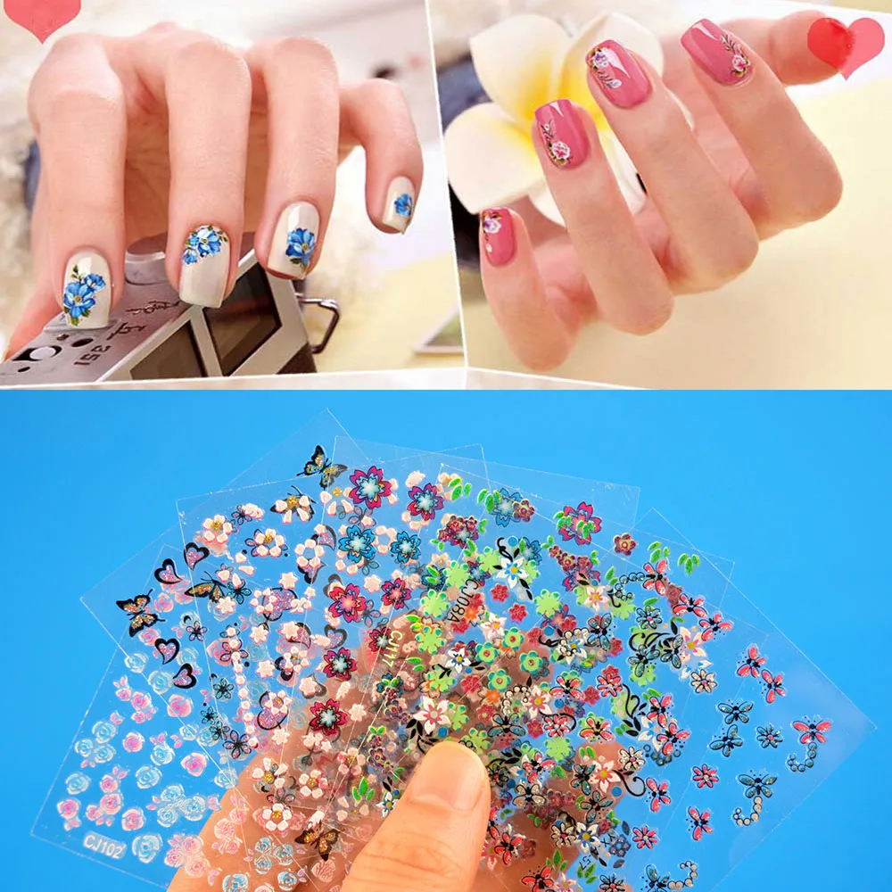 Nail Art Stickers 3D Mix Color Floral Design Decals Manicure Beautiful
