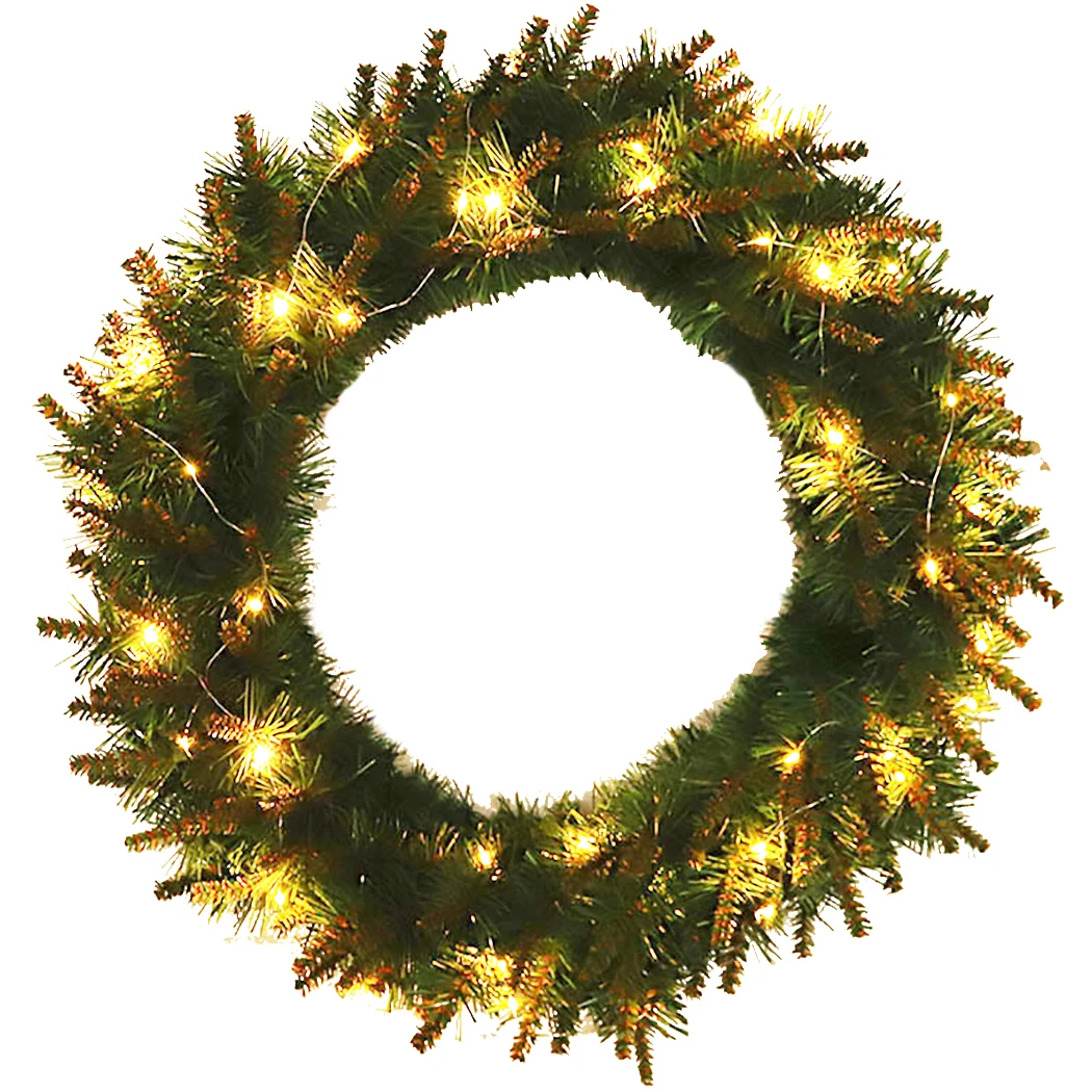 Рождественский зеленый ПВХ обычный Рождественский венок, товары для рукоделия, висячие украшения, украшение на елку - Цвет: Молочно-Белый