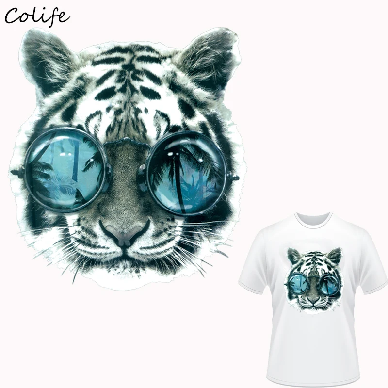 

Summer Patches Tiger Head DIY Accessory Print On T-Shirt Washable Clothes Decoration New Design Parches Para La Ropa 23x25cm