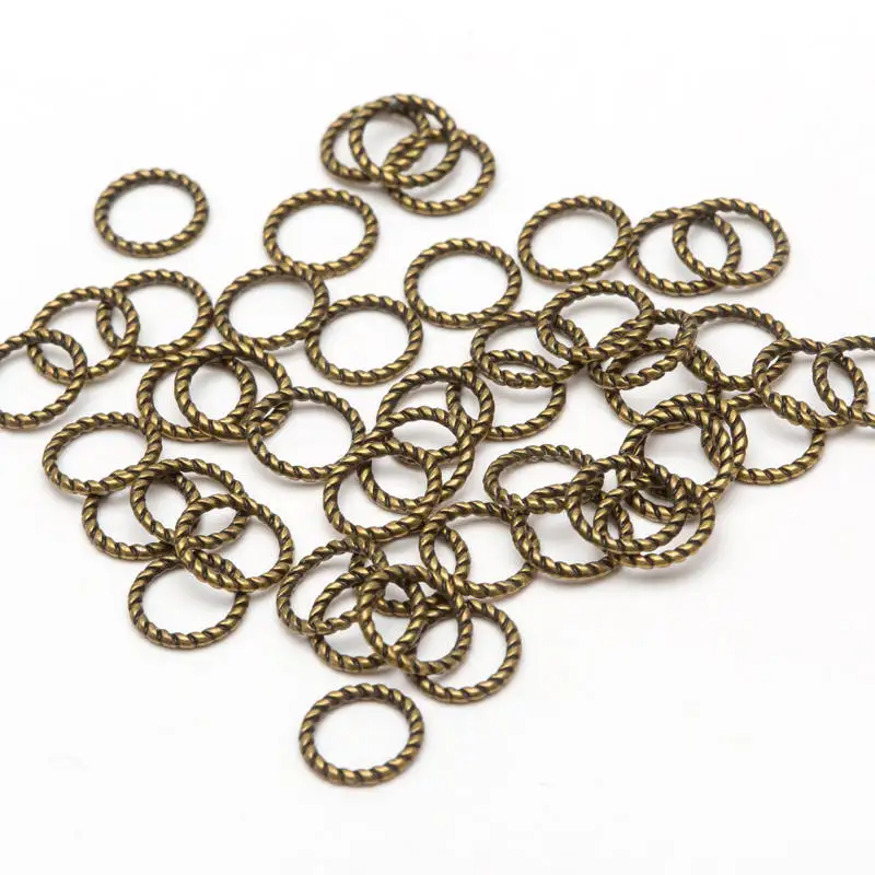 60 шт., тибетское серебряное крученое кольцо, очаровательное звено, кольца для изготовления ювелирных изделий, 8 мм - Цвет: Antique Bronze