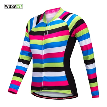 

WOSAWE Long Sleeve Cycling Jersey Women Breathable Mtb Jersey Reflective Cycling Downhill Maillot Ciclismo Anti-Skip Hem