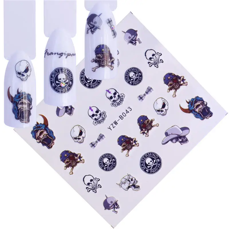 

WUF 22 Designs Halloween Avatar / Bone Design Water Transfer Sticker Nail Art Decals DIY Fashion Wraps Tips Manicure Tools