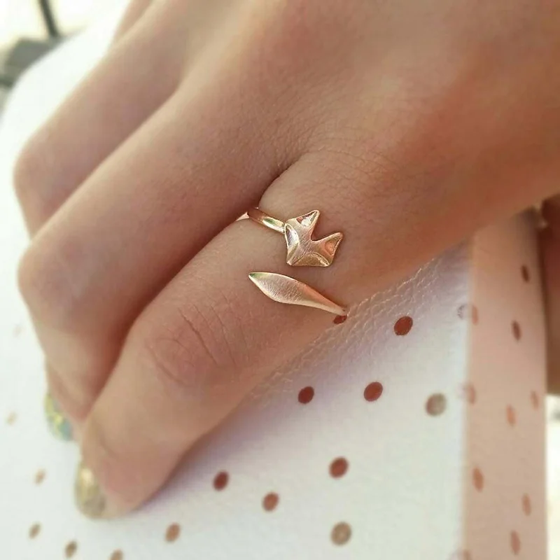 

Fox Ring, Adjustable Fox Tail, Animal Shaped Fun Rings, Matte ,Textured, Friendship Dainty Rings Cute Jewelry for Women Girls