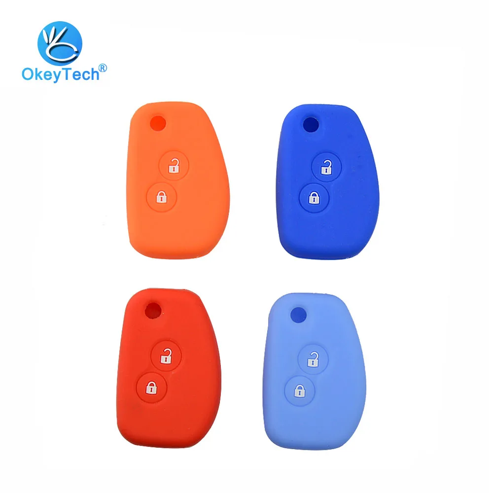 

OkeyTech Silicone Rubber Case Flip Folding 2 Button Protected Cover Skin Holder For Renault Dacia Modus Logan Clio Espace Nissan