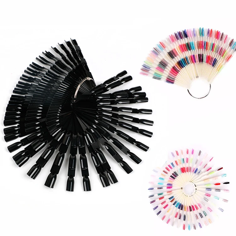 

150 Colors Bamboo False Nail Tips Fan Finger Full Nail Tips Palette Nail Tools Display Board Natural Transparent Black Art Tool