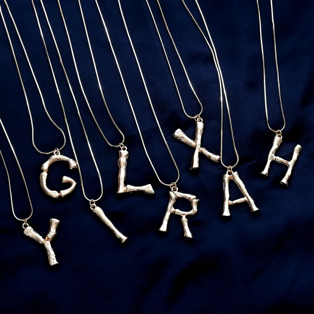 

A-Z letter pendant necklaces for men women HIP HOP gold color and silver Exaggeration Lava jewelry wholesale