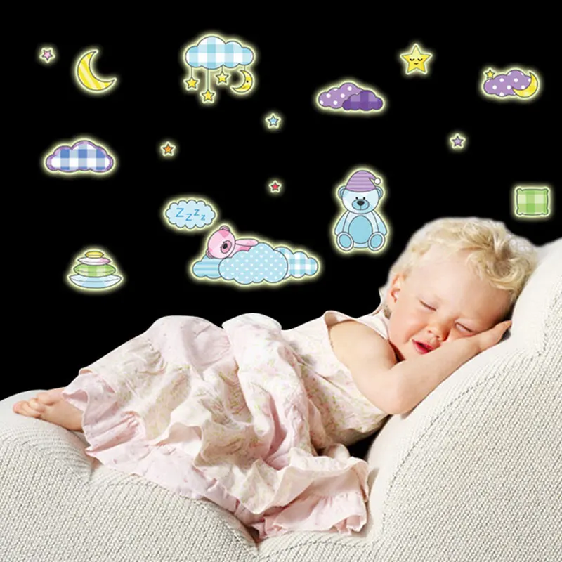 

Glow in the Dark Toys Luminous Star Stickers Bedroom Sofa Fluorescent Painting Toy PVC Stickers for Kids Room 12pcs per set