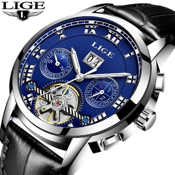 

LIGE Mens Watches Automatic machinery Brand Men Watch Casual Fashion Business Men Waterproof Leather Clock Relogio Masculino