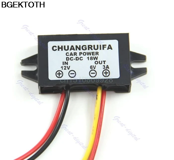 

1pc New DC/DC Converter 12V Step Down To 6V 18W Max 3A Power Supply Waterproof