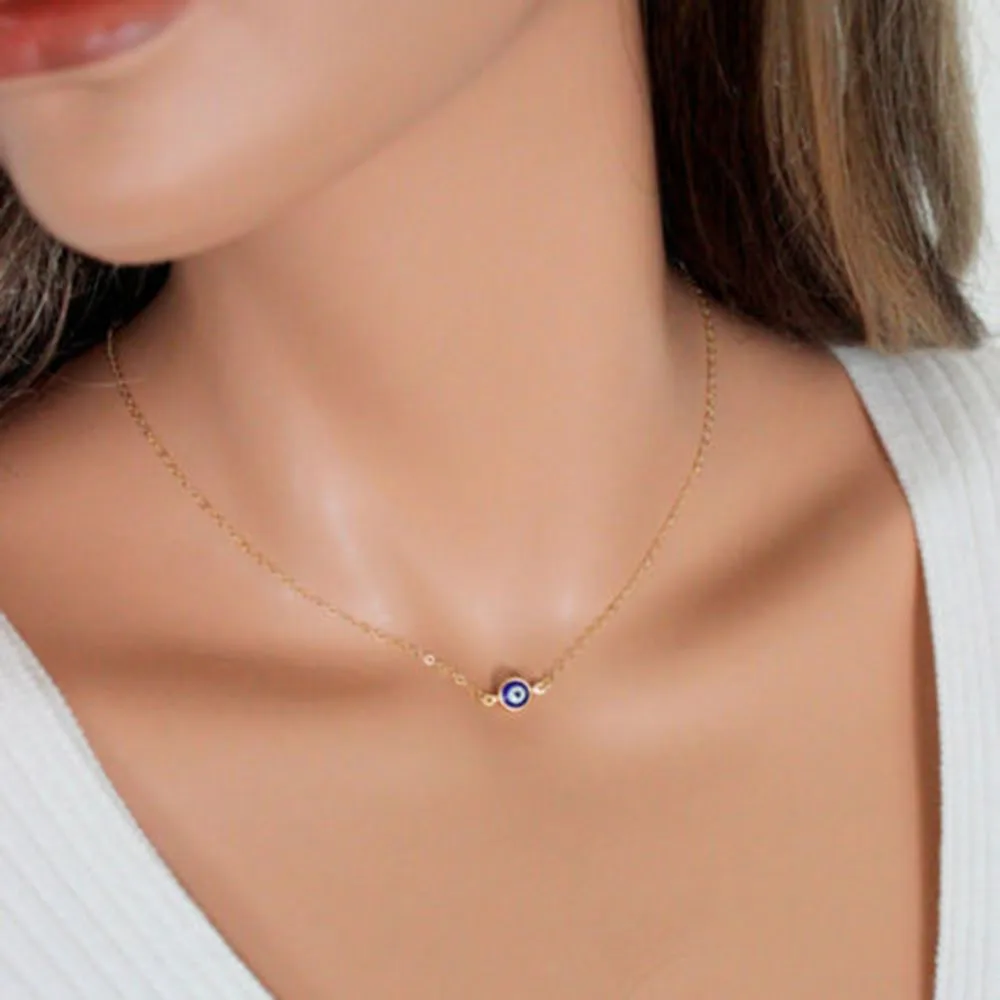 

Fashion Evil Eye Necklace Blue Eye Statement Pendants Silver Chain Jewelry Gift