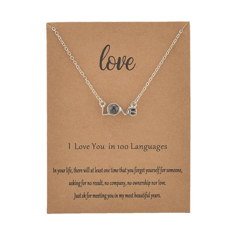 13 видов стилей 100 язык I love You ожерелье для женщин Свадебное ожерелье с буквенными подвесками ювелирные изделия Прямая