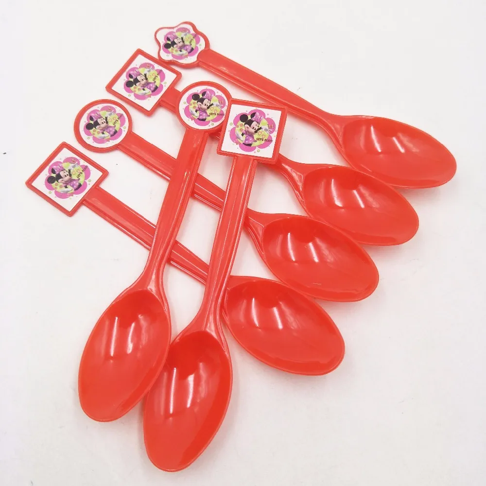 

10pcs/set Minnie Party Supplies Plastic Spoons For Kids Minnie Mouse Spoon Birthday Christmas Festival Party Decoration Favors