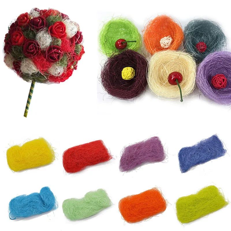

10g Natural Sisal Rustic Wedding Event Party DIY Flower Bouquet Gift Box Package Decor Nest Art DIY Crafts Supplies