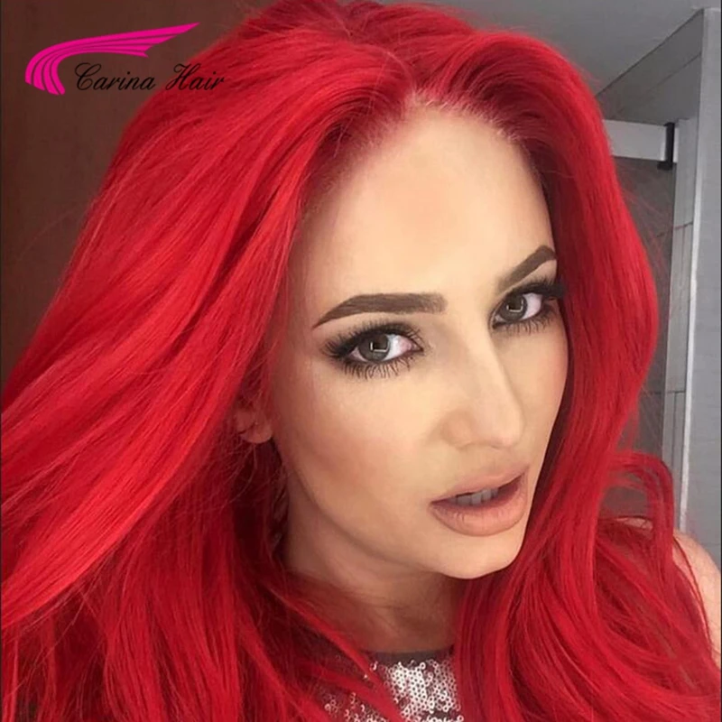 150% Density Pure Red Color Brazilian Virgin Human Hair ...
