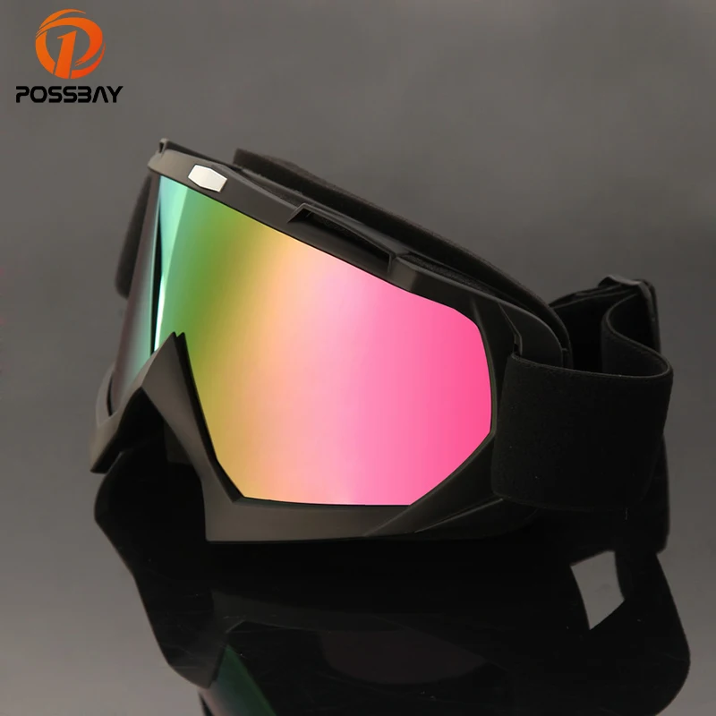 POSSBAY Cool Motorcycle Goggles Ski Motorbike Reflective Lens Glasses