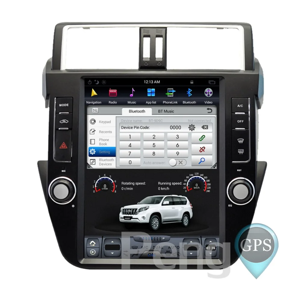 Perfect 2G+64G 12.1" Android Car GPS Navigation DVD Player for Toyota Land Cruiser Prado 150 2014-2018 Tesla Vertical Screen Headunit 2