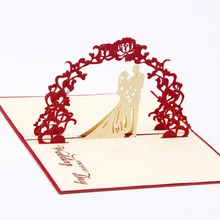 Милые свадебные приглашения 3D бумажная коробка с узором резка поздравительная открытка Pop Up карта «kirigami» изготовленный на заказ открытки пожелания подарки для любимого CD020
