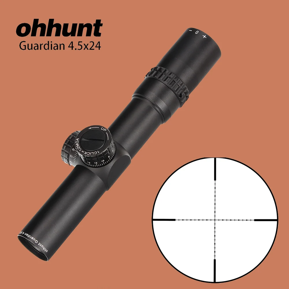 

ohhunt 4.5X24 Compact Hunting Riflescope 1/2 Half Mil Dot Wire Reticle Optical Sights with Turrets Reset Tactical Rifle Scope