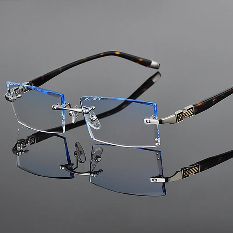 Металлические очки из сплава мужские без оправы по рецепту для чтения близорукость цвет MR-8 хрустальные очки бескаркасные очки Цвет Lenses258050 - Цвет оправы: Silver 167 Lenses