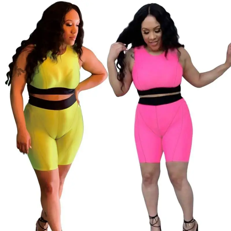 

2019 Plus Size Sexy Two Piece Sweatsuits Women Festival Clothing Striped Short Sleeve T Shirt+Biker Shorts Casual Matching Sets