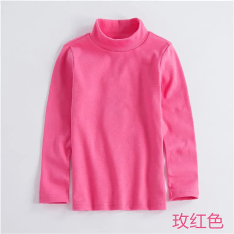 Новинка года, зимняя футболка с длинными рукавами и высоким воротником для маленьких мальчиков и девочек, джемпер, хлопковая Детская футболка с длинными рукавами, AA3322 - Цвет: rose