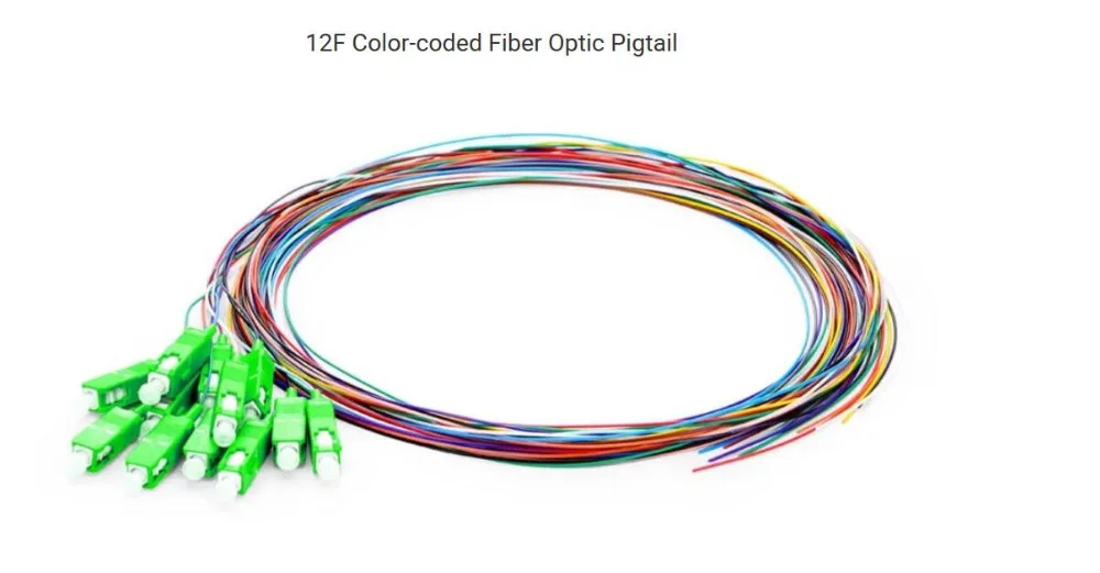 2 m 12 волокон SC/APC 9/125 одномодовый цвет-закодированный оптоволоконная косичка