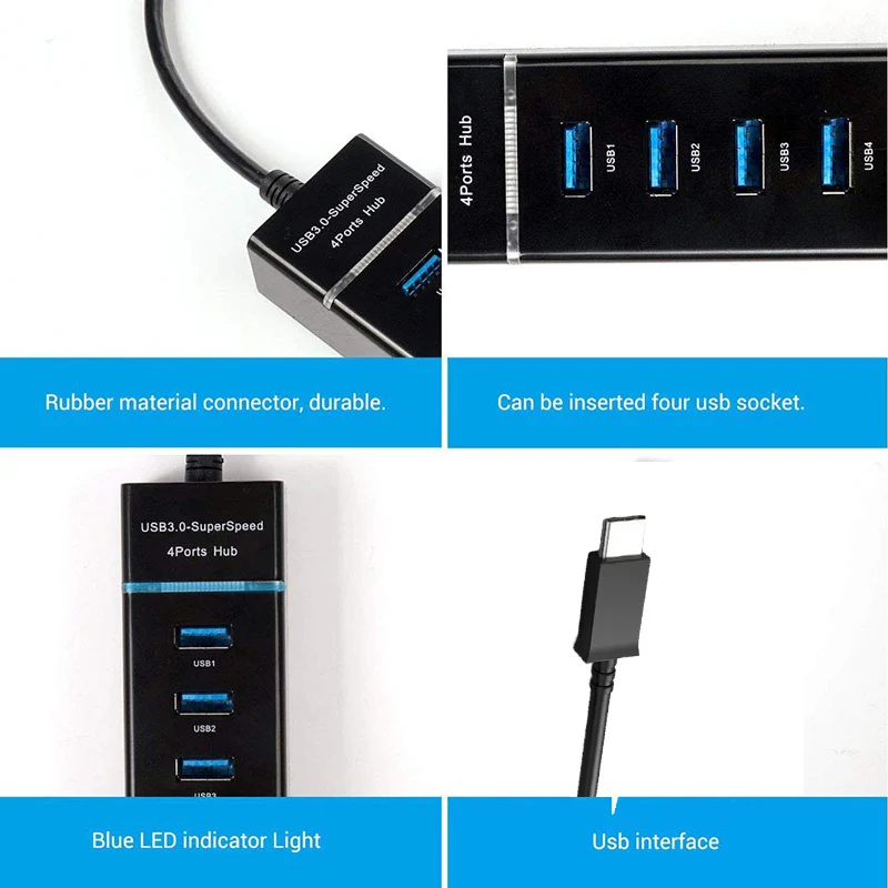 Multi USB Type c 4 port HUB 3 0 Type c Adapter usb c Splitter Power 5