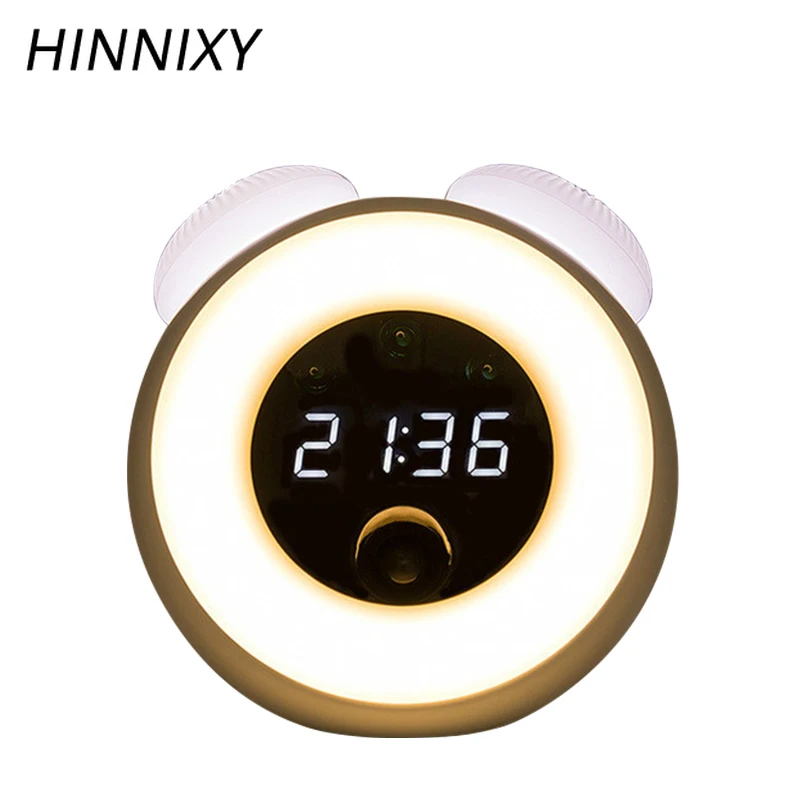 

Hinnixy Alarm Clock Night Light White Blue Green Pink Table Lamp Sound Control Sensor Bedside Lights Designing For Baby Feeding