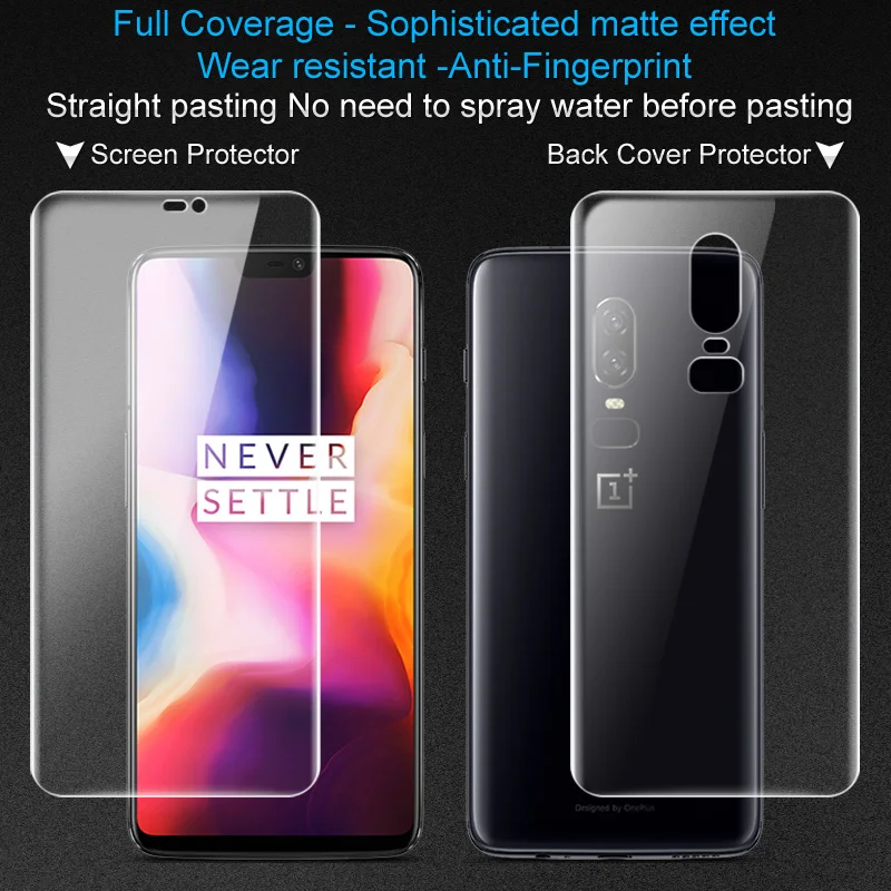 

OnePlus 6 Screen Protector IMAK Full Cover 2Pcs Front + 2Pcs Back Cover Frosted Hydrogel Game Film For OnePlus 6 OnePlus6