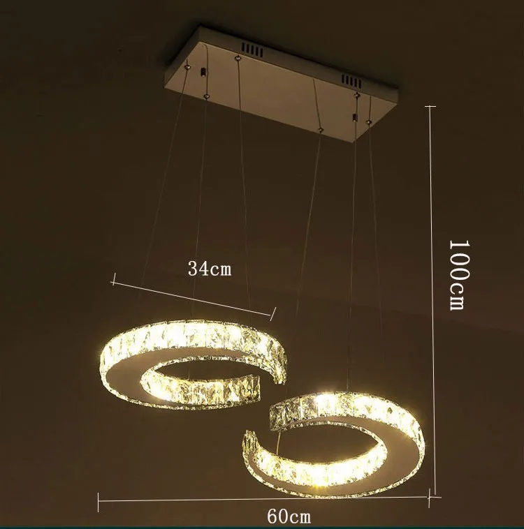 Хрустальная люстра свет подвесной светильник творческий двойной C столовая освещение с затемнением дистанционный пульт