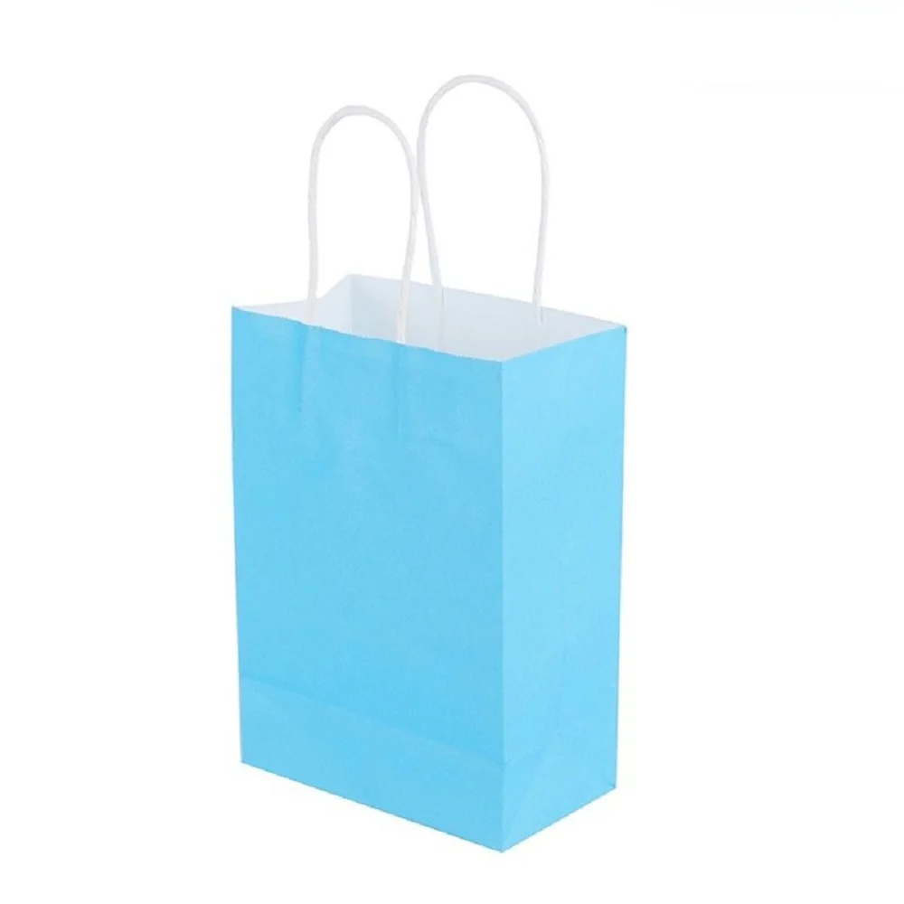 Бумажный мешок мини стоьте вверх 10 цветов вечерние сумки крафт-бумага подарок с ручкой магазин Loot мешок переработанные мешки для покупок - Цвет: sky blue