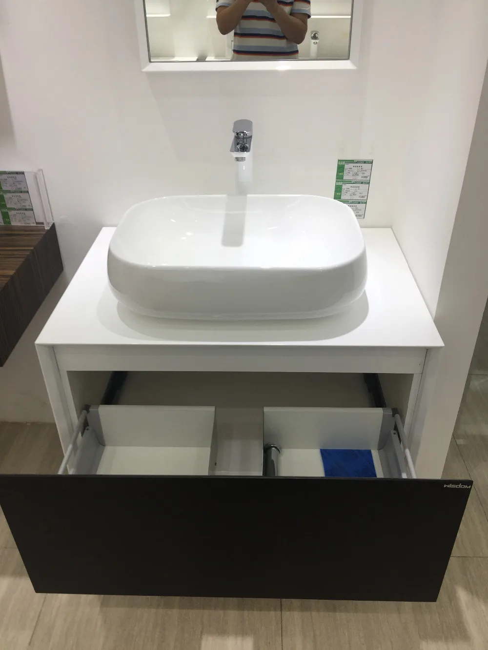 800mm Countertop Ceramic Washbasin Solid Wood Bathroom Vanity Cloakroom Black Drawer Wall Mounted Cabinet Mirror 20111