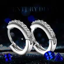 1 par de pendientes de cristal plateados pequeños pendientes de aro de diamantes de imitación redondos de moda para mujer pendientes de joyería(China)