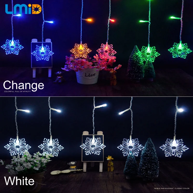 LMID праздничное освещение 2 м* 0,6 м 60LED Снежинка домашнее рождественское украшение Рождественские огни наружные водонепроницаемые сказочные занавески струнная лампа