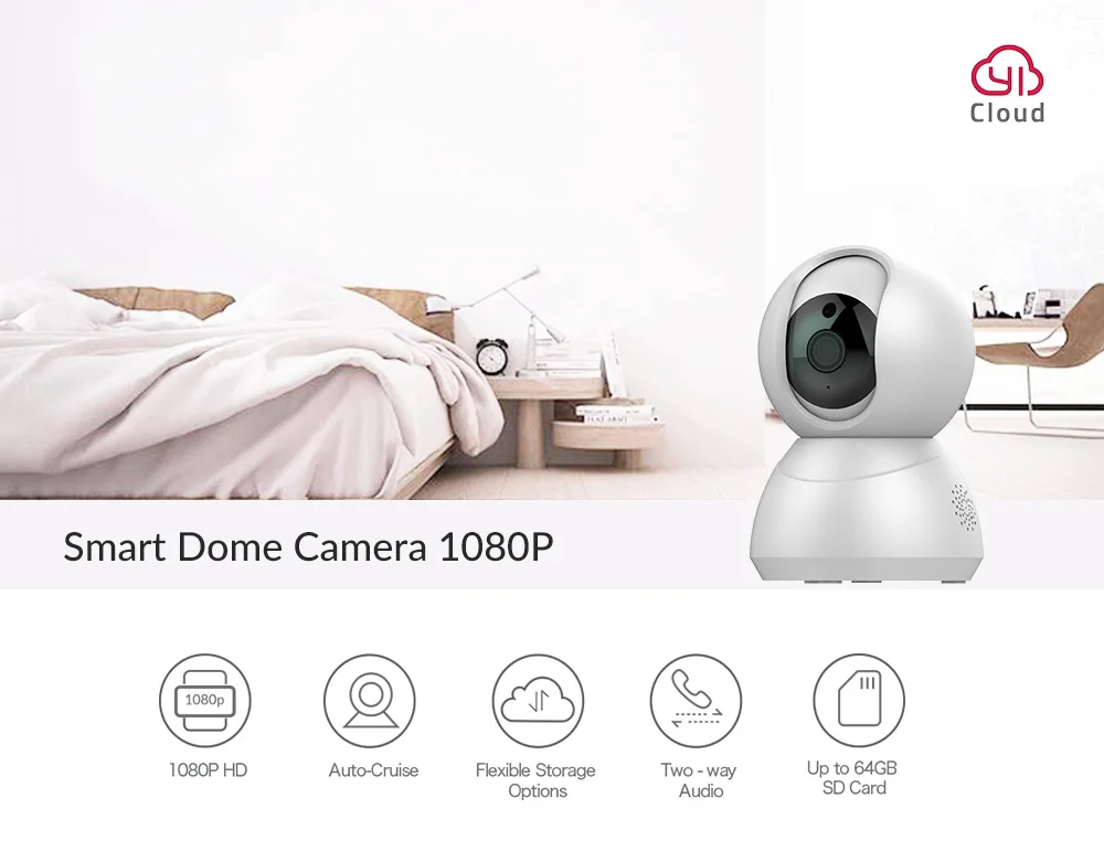 1080P скоростная купольная камера, беспроводная домашняя интеллектуальная ip-камера безопасности с датчиком движения, ночное видение, двухстороннее аудио на YI loT APP