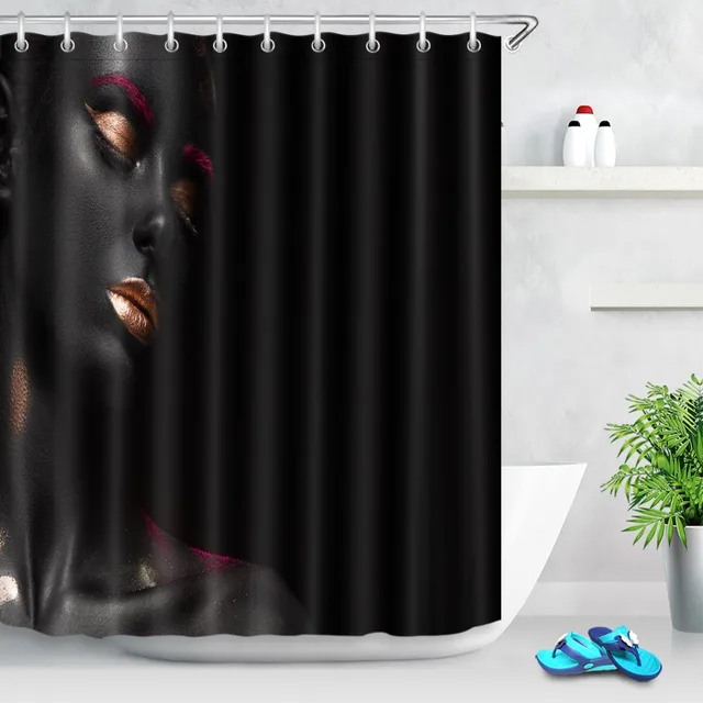 LB 72'' African American Woman Print Shower Curtain Afro Girl