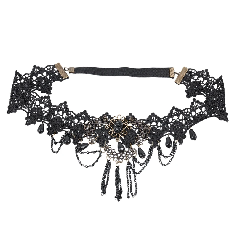 

Lace Tassel Crown Chain Drop Hairband Bridal Punk Gothic Queen Cosplay Headband