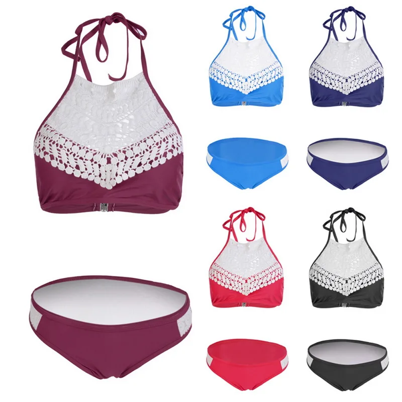 

Vertvie 2019 Summer Micro Padded Bikini Set Push Up Women Bathing Suit Sexy Halter Swimwear Beach Two Piece Swimsuit Female