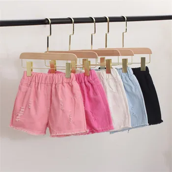 Baby Teenager Shorts Summer Denim Shorts For Girls White Pink Teens Girl Short Jeans 3 4 5 6 7 8 9 10 12 15 Years Old Kids 1