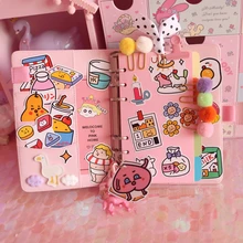 Cute Kawaii A6 Notebook Macaron Leather DIY Loose-leaf Journal Diary Spiral Time Planner Agenda Organizer Stationery Gift