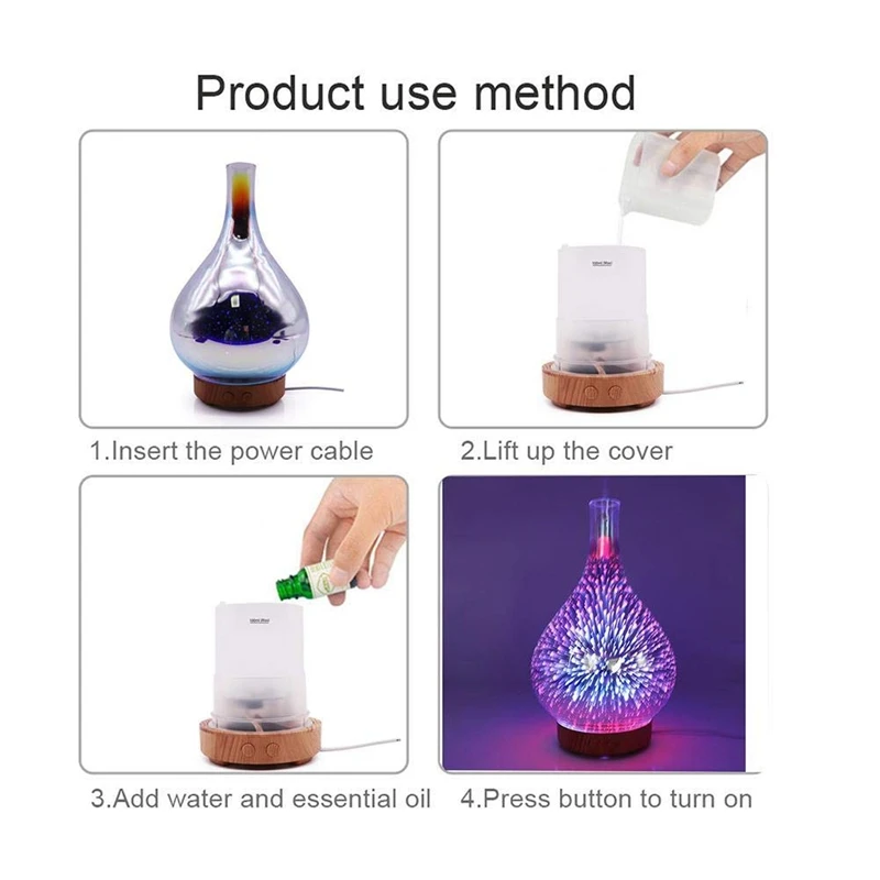 

100ml Glass Aromatherapy Humidifier Essential Oil Diffuser Ultrasonic Humidifier 3d Aromatic Night Light Aroma Essential Oil W