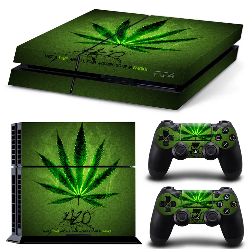

Green Weed For PS4 Console Vinyl Skin Sticker Cover+2pcs Controller For Dualshock 4 For Sony Playstation 4 Gamepad Decal