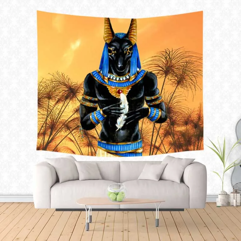 Anubis Print Tapestry Wall Hanging Sandy Beach Throw Rug Blanket Camping Tent Travel Mattress Sleeping Pad