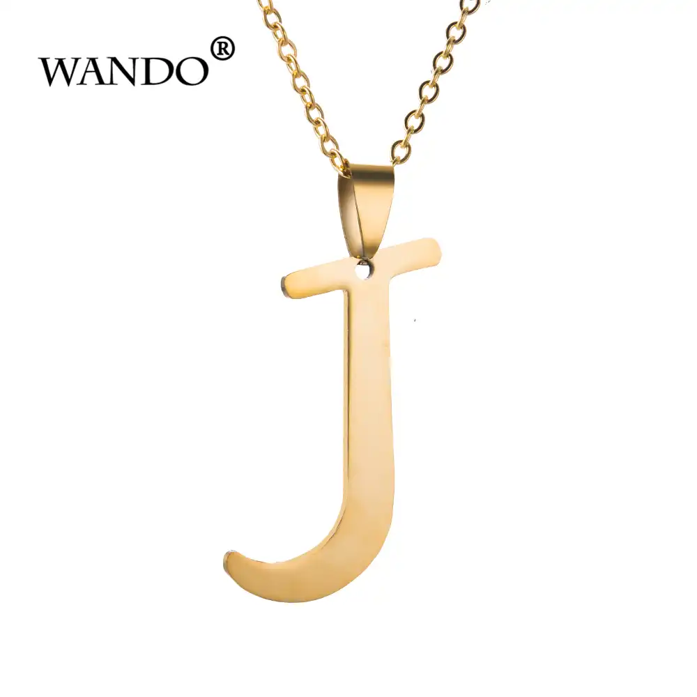 Wando Letra Pequeña J Collar Oro Color Inicial Colgante Cadena 50 Cm Para Mujer Hombre Letras Inglés Amor Parejas Joyería Regalo P15