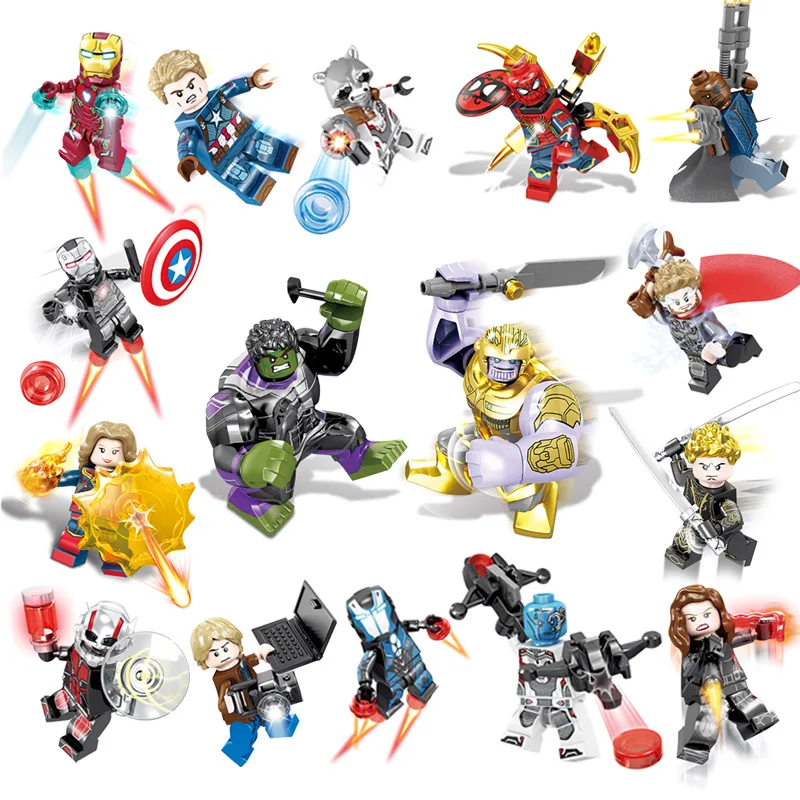 

16pcs/set Legoe Captain Marvel Avengers 4 Endgame Minifigured Iron Man Thanos Thor Black Widow Nebula Building Blocks Toy