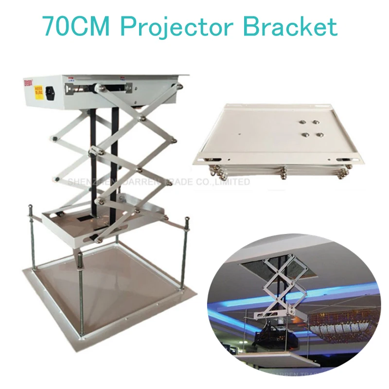 Us 94 32 14 Off 70cm Remote Control Projector Bracket Motorized Scissor Projector Electric Ceiling Mount Bracket For Home Cinema In Brackets From