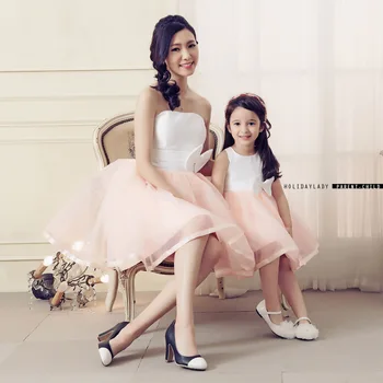 

Mother Daughter Wedding Dresses 2017 Summer Mom Mother and Daughter Clothes Princess Mama and Daughter Tutu Dress Luxury Design
