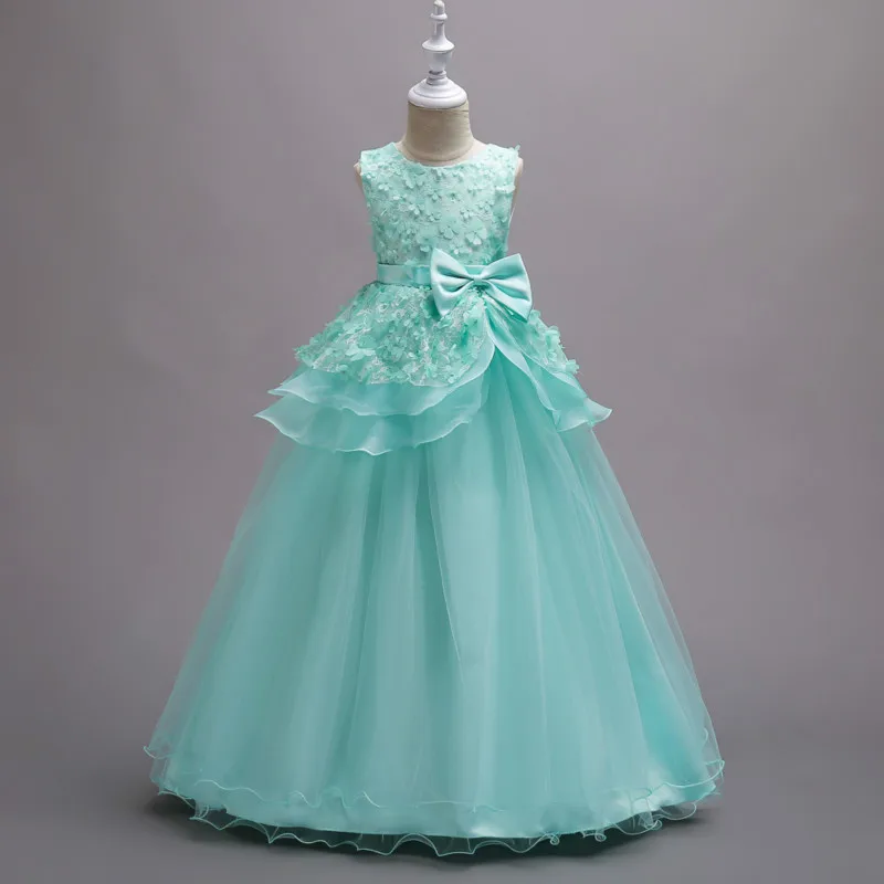 

2018 Brand Girls Long Dresses 6 8 10 12 to 14 Years Girls Lace Party Princess Dress Spring Kids Teens Costume Clothing 7 9 1K09