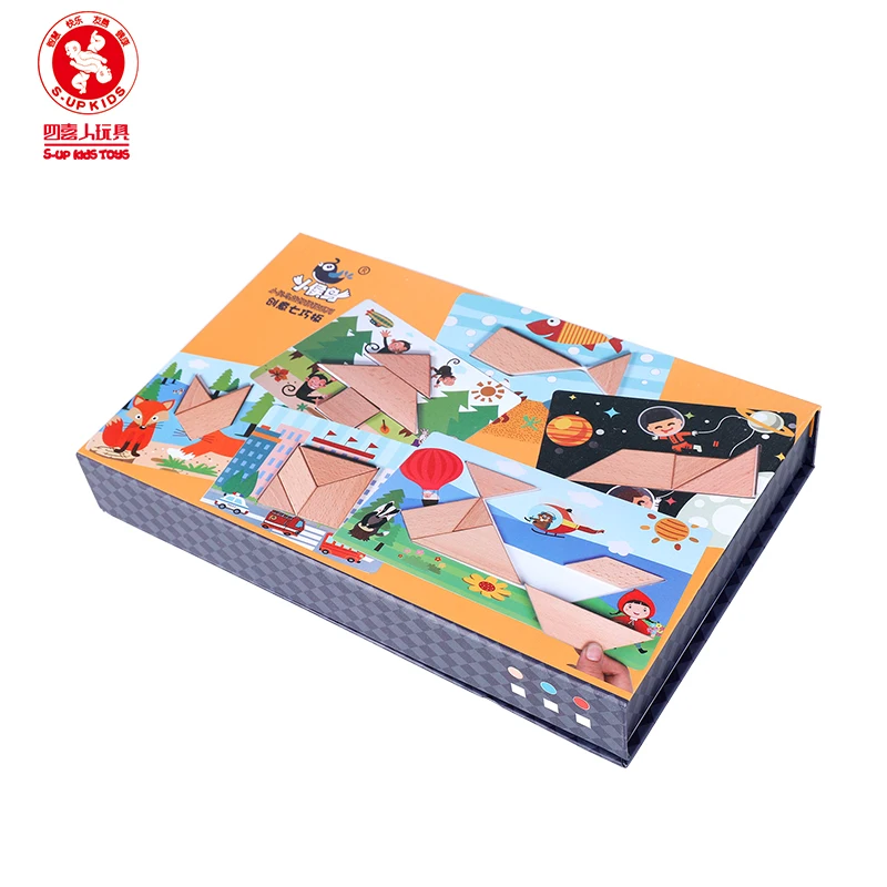 Креативные обучающие Игрушки tangram деревянные детские паззлы игрушки для детей